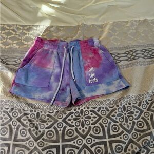 Tie-Dye Women's Shorts - Purple and Pink